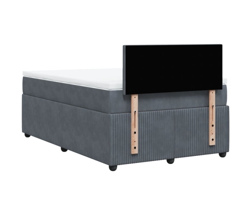 Cama box spring con colchón terciopelo gris oscuro 120x200 cm