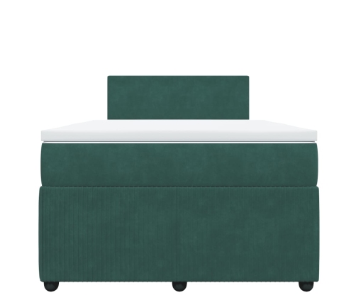 Cama box spring con colchón terciopelo verde oscuro 120x200 cm