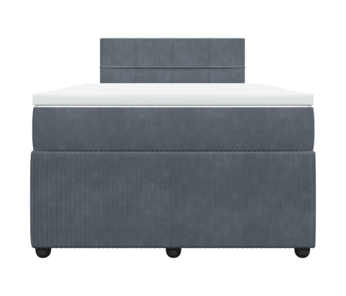 Cama box spring con colchón terciopelo gris oscuro 120x200 cm