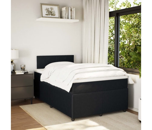 Cama box spring con colchón terciopelo negro 120x200 cm