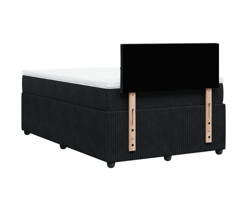 Cama box spring con colchón terciopelo negro 120x200 cm