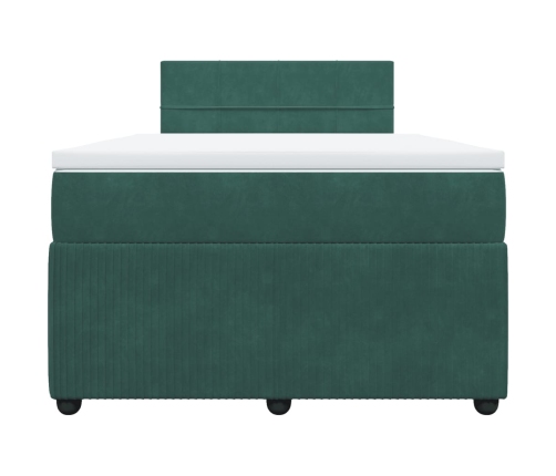 Cama box spring con colchón terciopelo verde oscuro 120x200 cm