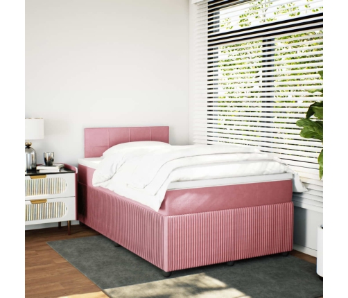 Cama box spring con colchón terciopelo rosa 120x200 cm