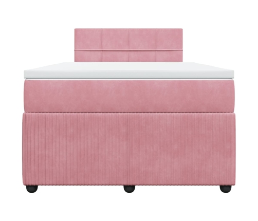 Cama box spring con colchón terciopelo rosa 120x200 cm