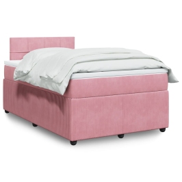 Cama box spring con colchón terciopelo rosa 120x200 cm