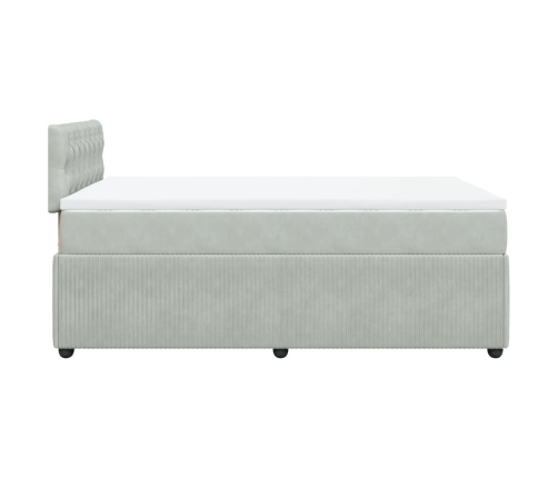 Cama box spring con colchón terciopelo gris claro 120x200 cm