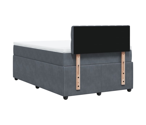 Cama box spring con colchón terciopelo gris oscuro 120x200 cm