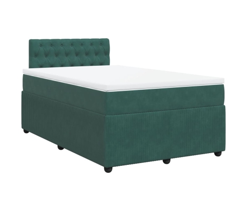 Cama box spring con colchón terciopelo verde oscuro 120x200 cm