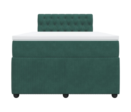 Cama box spring con colchón terciopelo verde oscuro 120x200 cm