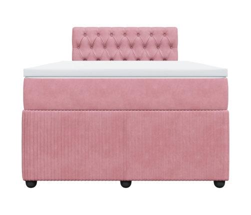 Cama box spring con colchón terciopelo rosa 120x200 cm