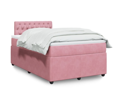 Cama box spring con colchón terciopelo rosa 120x200 cm