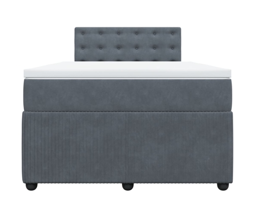 Cama box spring con colchón terciopelo gris oscuro 120x200 cm