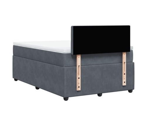 Cama box spring con colchón terciopelo gris oscuro 120x200 cm