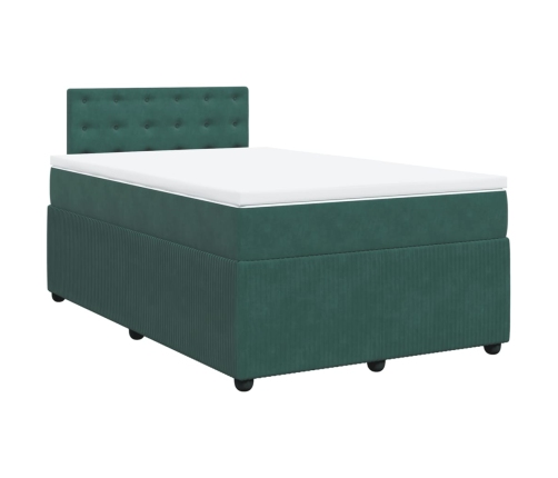 Cama box spring con colchón terciopelo verde oscuro 120x200 cm