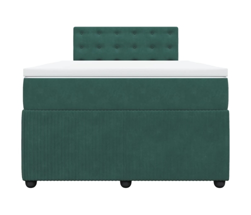 Cama box spring con colchón terciopelo verde oscuro 120x200 cm