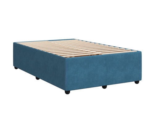 Cama box spring con colchón terciopelo azul 120x200 cm