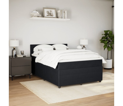 Cama box spring con colchón terciopelo negro 140x190 cm