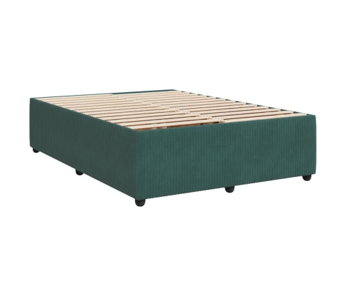 Cama box spring con colchón terciopelo verde oscuro 140x190 cm