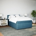 Cama box spring con colchón terciopelo azul 140x190 cm