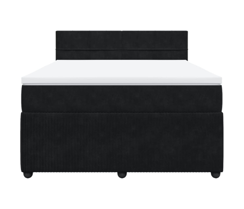 Cama box spring con colchón terciopelo negro 140x190 cm