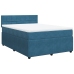 Cama box spring con colchón terciopelo azul 140x190 cm