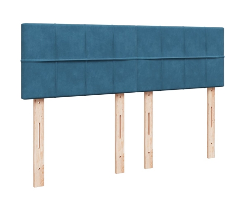 Cama box spring con colchón terciopelo azul 140x190 cm