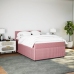 Cama box spring con colchón terciopelo rosa 140x190 cm