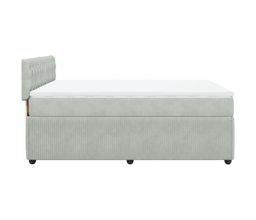 Cama box spring con colchón terciopelo gris claro 140x190 cm