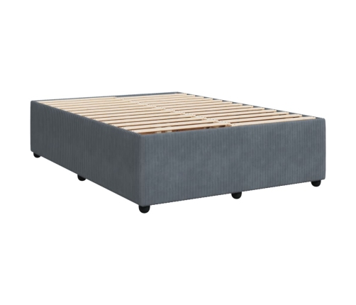 Cama box spring con colchón terciopelo gris oscuro 140x190 cm