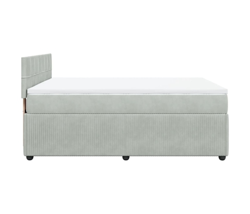 Cama box spring con colchón terciopelo gris claro 140x200 cm