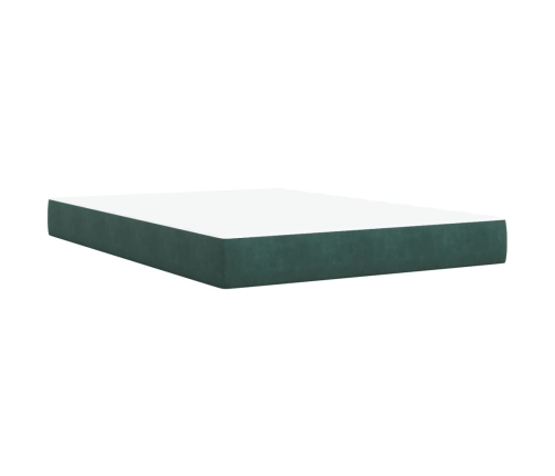 Cama box spring con colchón terciopelo verde oscuro 140x200 cm