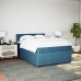 Cama box spring con colchón terciopelo azul 140x200 cm