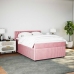 Cama box spring con colchón terciopelo rosa 140x200 cm