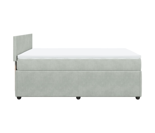 Cama box spring con colchón terciopelo gris claro 160x200 cm