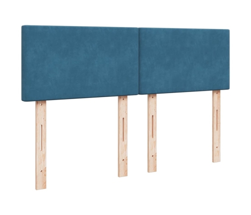 Cama box spring con colchón terciopelo azul 160x200 cm