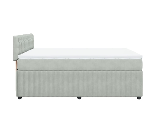 Cama box spring con colchón terciopelo gris claro 160x200 cm