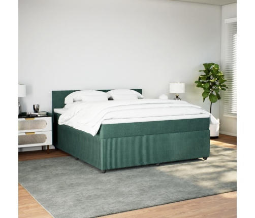 Cama box spring con colchón terciopelo verde oscuro 180x200 cm