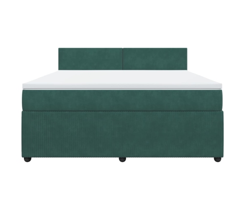 Cama box spring con colchón terciopelo verde oscuro 180x200 cm