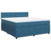 Cama box spring con colchón terciopelo azul 180x200 cm