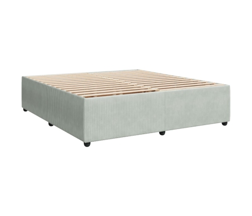 Cama box spring con colchón terciopelo gris claro 180x200 cm