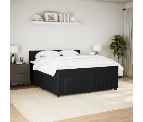 Cama box spring con colchón terciopelo negro 180x200 cm