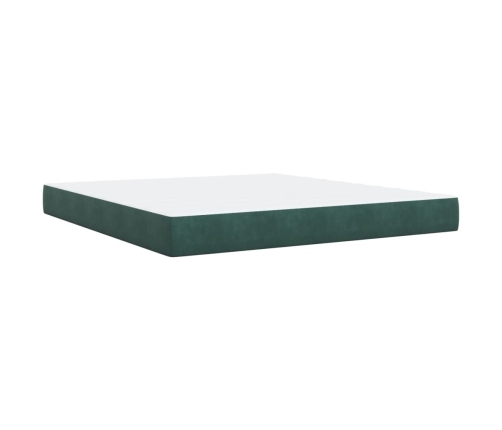 Cama box spring con colchón terciopelo verde oscuro 180x200 cm