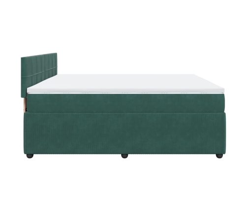 Cama box spring con colchón terciopelo verde oscuro 180x200 cm