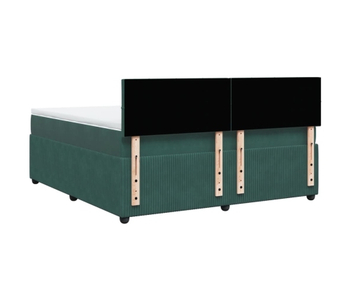 Cama box spring con colchón terciopelo verde oscuro 180x200 cm