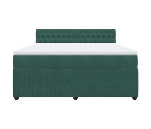 Cama box spring con colchón terciopelo verde oscuro 180x200 cm