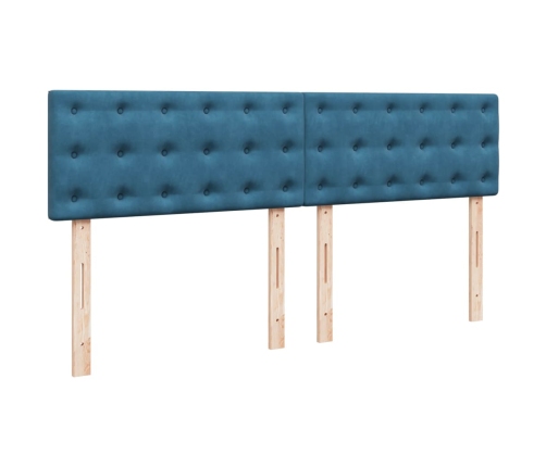 Cama box spring con colchón terciopelo azul 180x200 cm