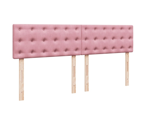 Cama box spring con colchón terciopelo rosa 180x200 cm