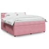 Cama box spring con colchón terciopelo rosa 180x200 cm