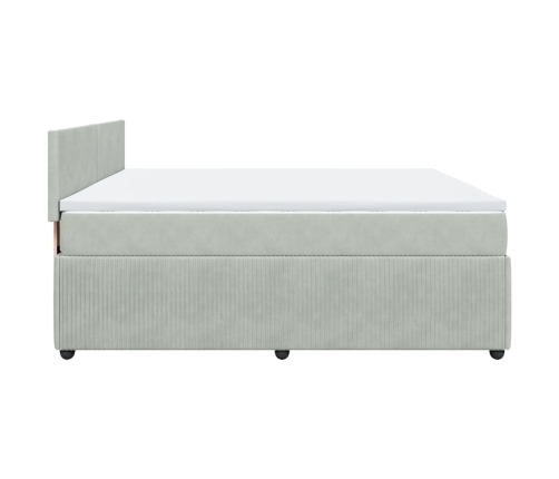 Cama box spring con colchón terciopelo gris claro 200x200 cm