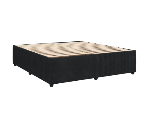 Cama box spring con colchón terciopelo negro 200x200 cm